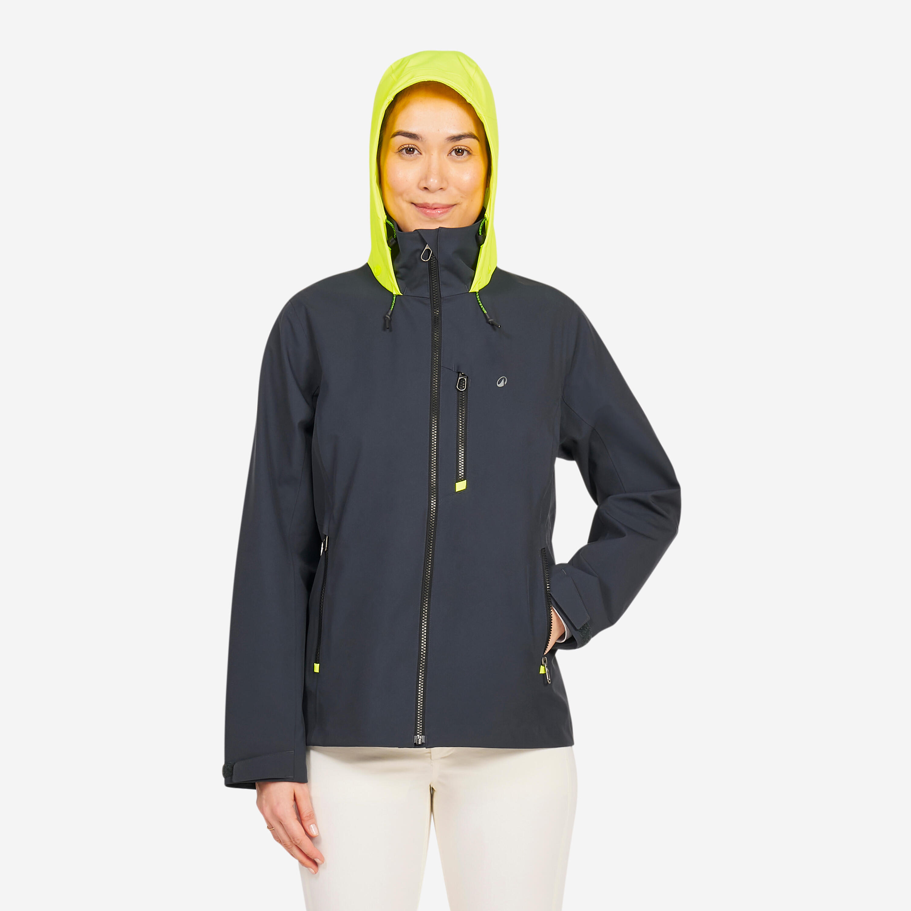 Giacca vela donna SAILING 500 impermeabile grigio scuro  4/24