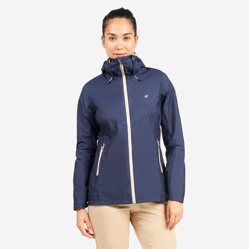 Chamarra de vela impermeable blanco con naranja para mujer Sailing 100
