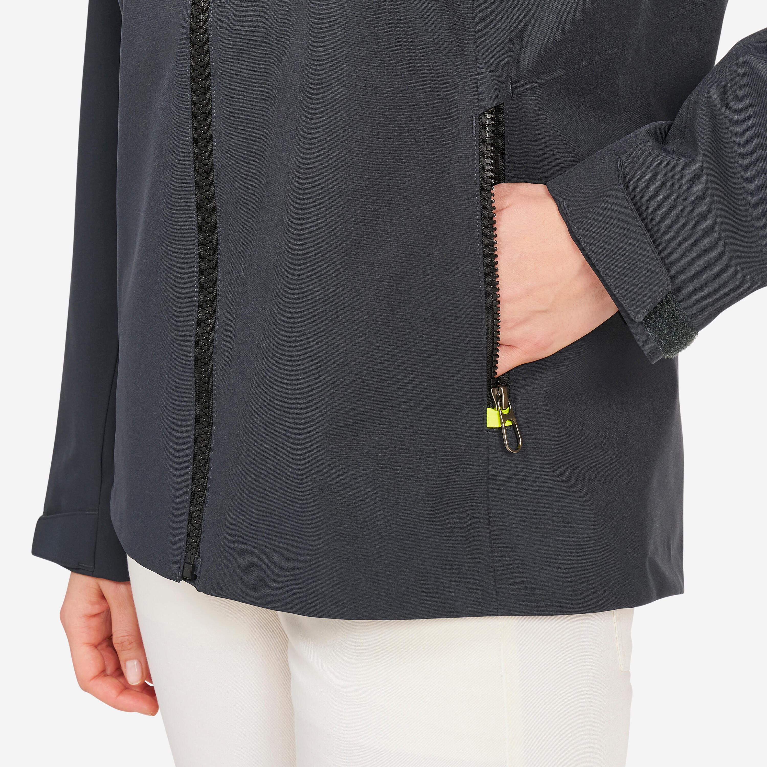 Giacca vela donna SAILING 500 impermeabile grigio scuro  7/24