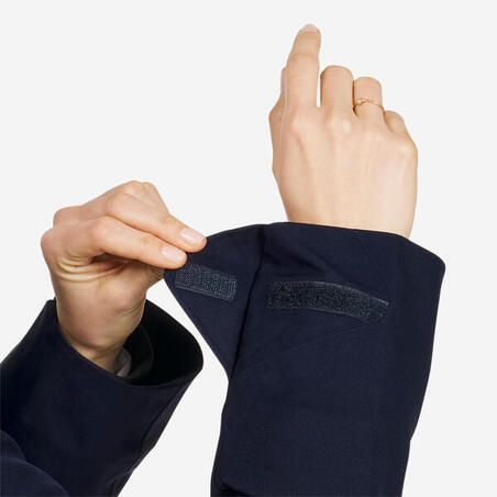 Куртка жіноча 500 для вітрильного спорту подовжена водонепроникна темно-синя