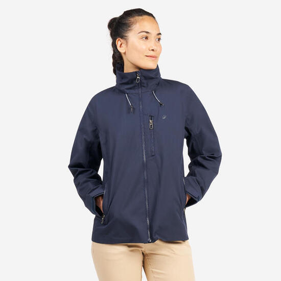Veste imperméable coupe-vent de voile femme sailing 500 bleu marine
