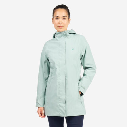 Veste longue imperméable sailing 500 femmebleu marine