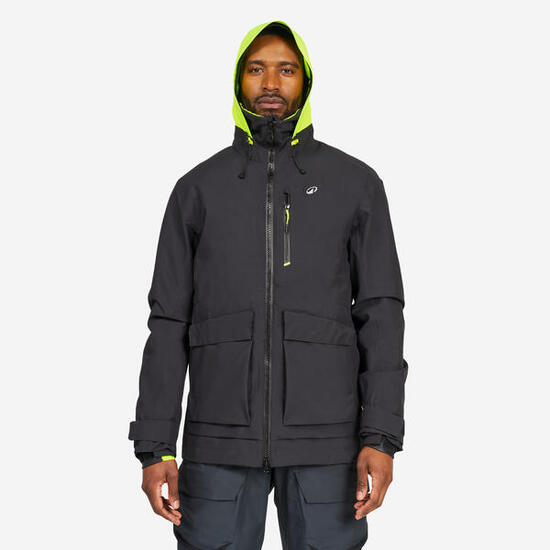Veste de quart imperméable et coupe vent, homme, 500, noir / jaune fluo