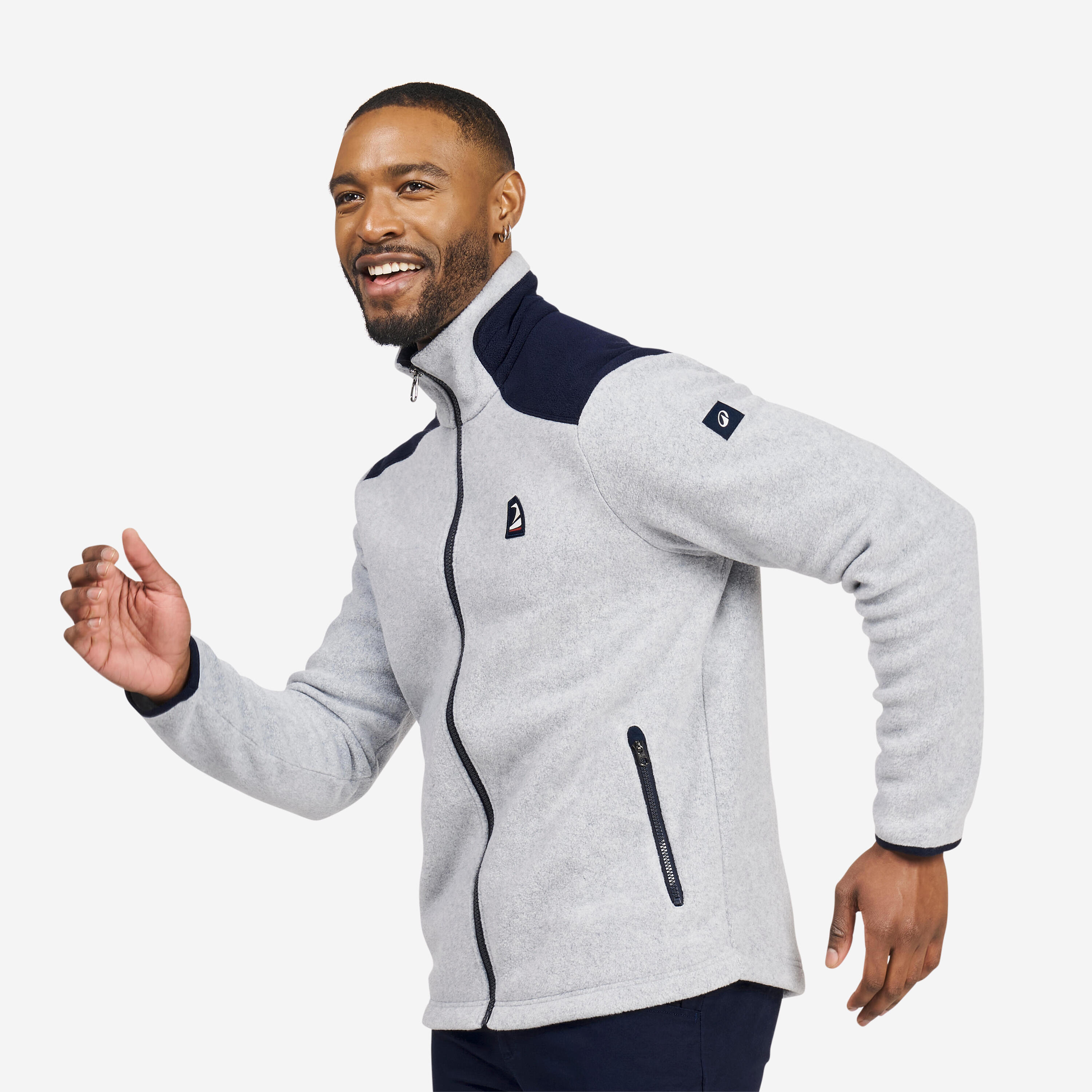 Fleecejacke Segeln Herren warm 100 grau meliert TRIBORD Decathlon