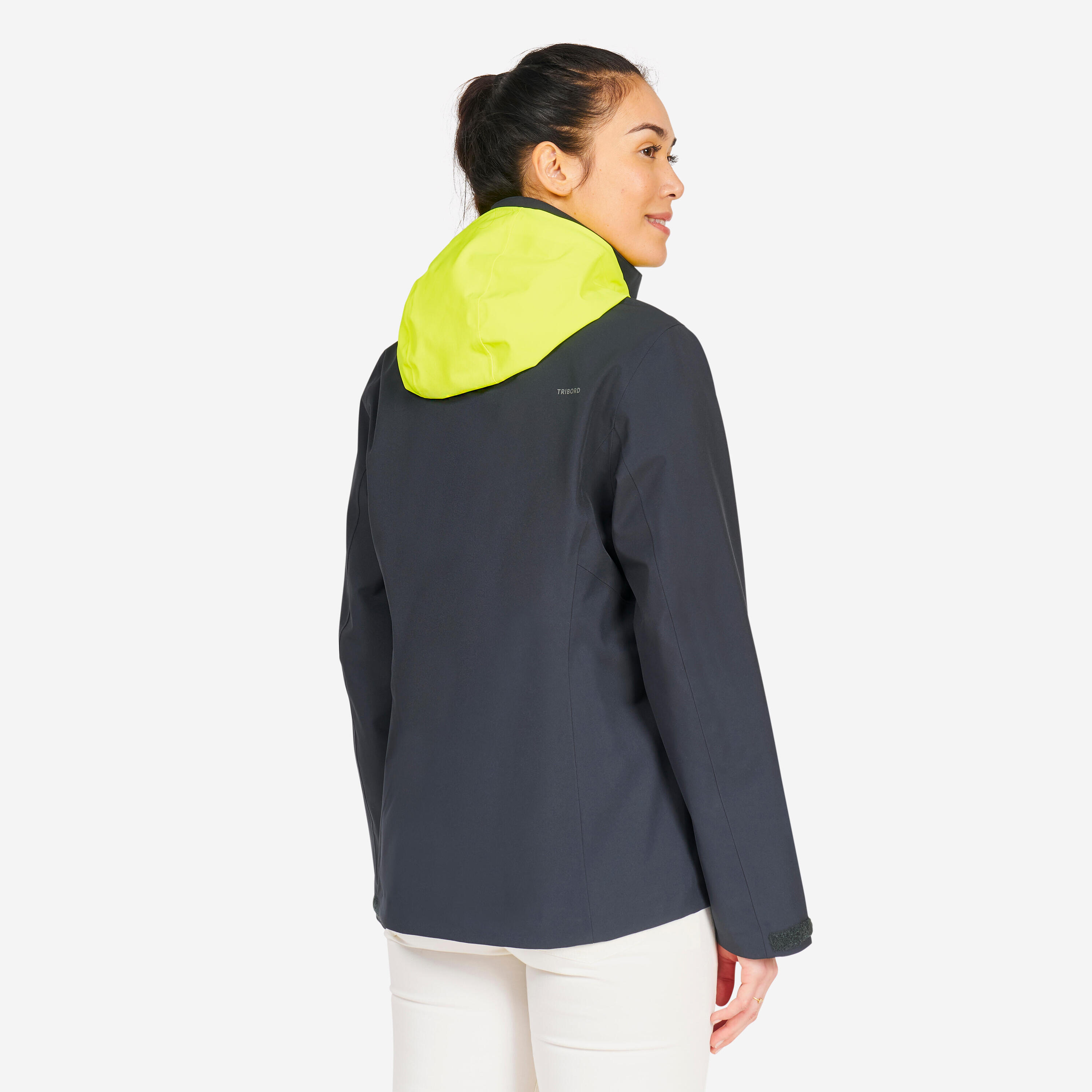 Giacca vela donna SAILING 500 impermeabile grigio scuro  3/24