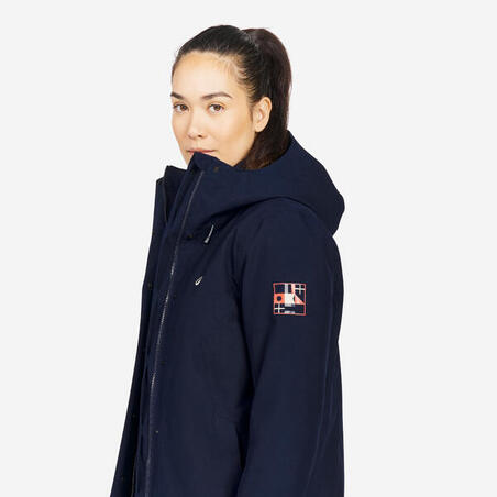 Куртка жіноча 500 для вітрильного спорту подовжена водонепроникна темно-синя