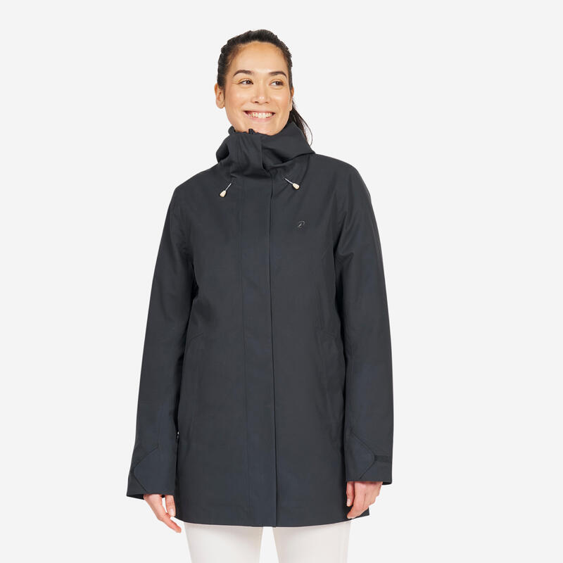 Veste chaude imperméable Voile coupe-vent Femme - SAILING 500 Gris foncé