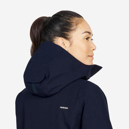 Куртка жіноча 500 для вітрильного спорту подовжена водонепроникна темно-синя