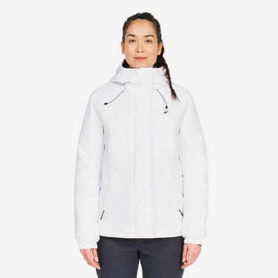 Regenjacke Segeln Damen warm wasserdicht 100 weiß