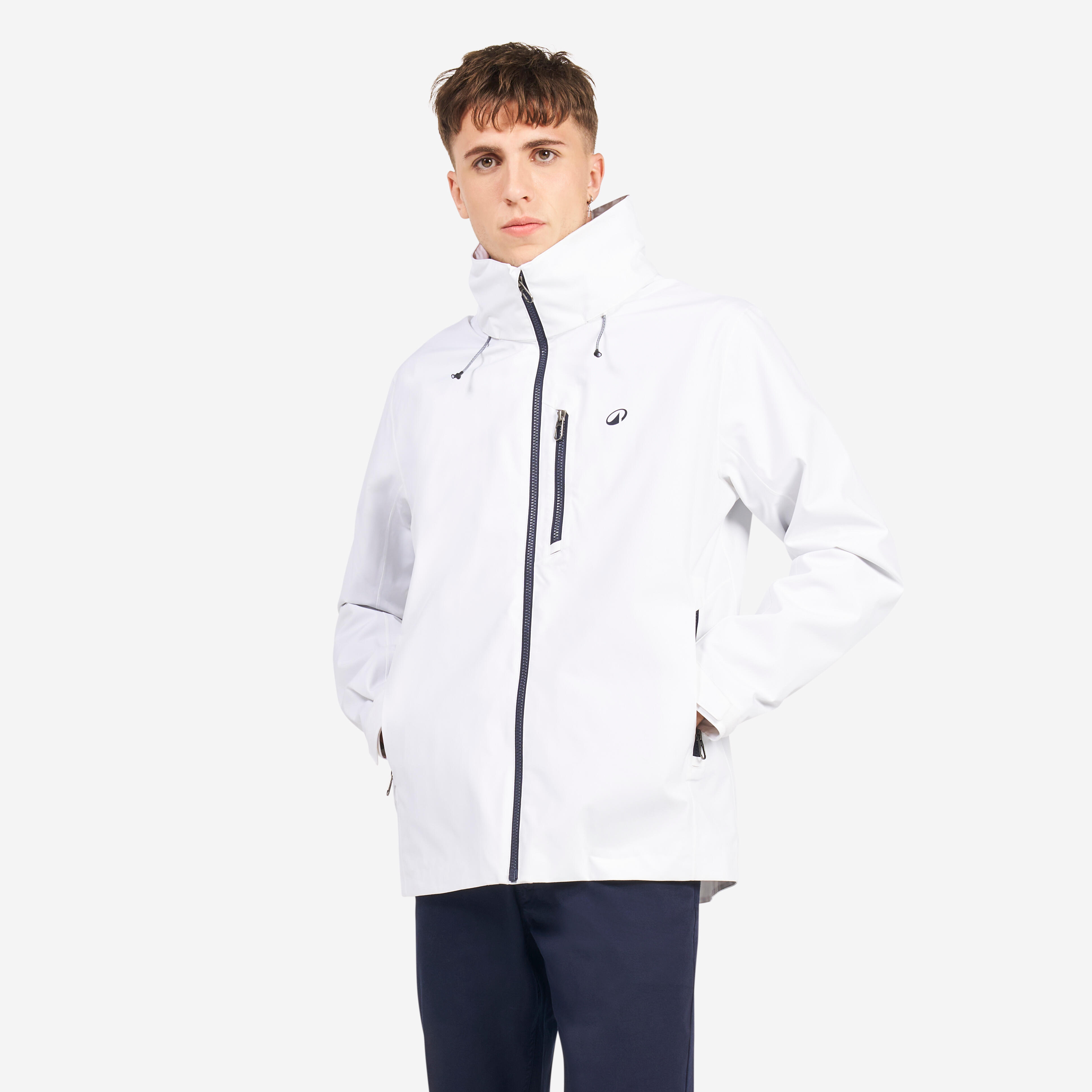 Chaqueta impermeable y rompevientos para vela de Hombre Tribord 500 blanco