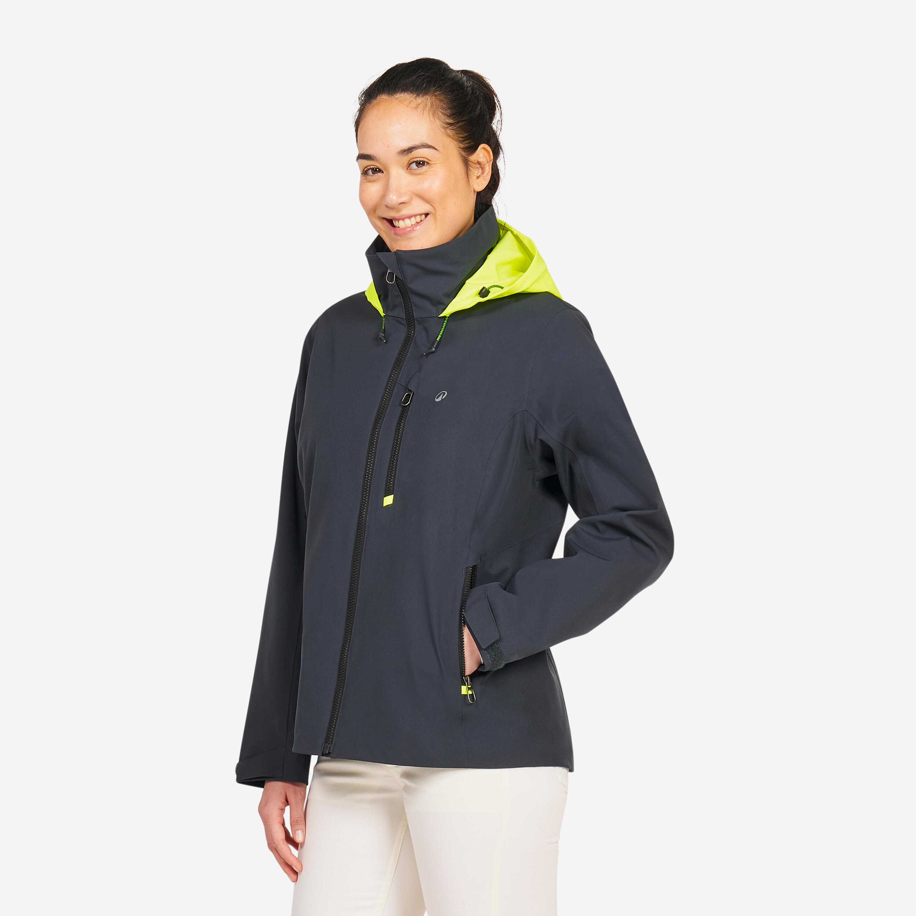 Giacca vela donna SAILING 500 impermeabile grigio scuro  2/24