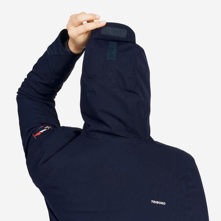 Куртка жіноча 500 для вітрильного спорту подовжена водонепроникна темно-синя