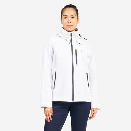 Veste imperméable coupe-vent de voile femme sailing 500 blanche