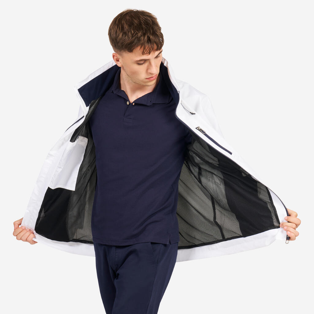 Chamarra de vela impermeable blanca para hombre Sailing 300