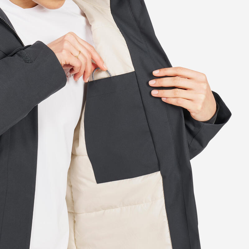 Veste chaude imperméable Voile coupe-vent Femme - SAILING 500 Gris foncé