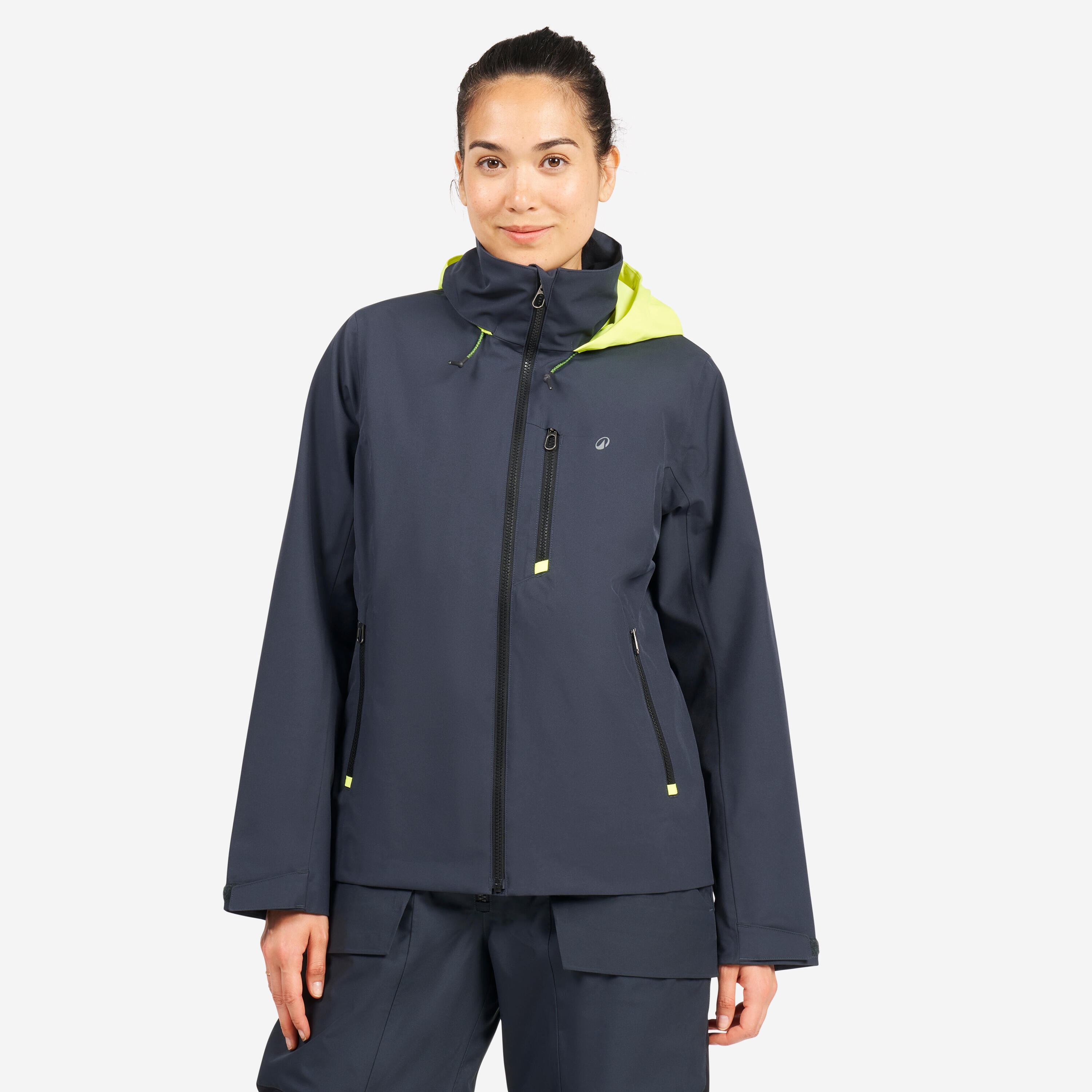 Giacca vela donna SAILING 500 impermeabile grigio scuro  16/24