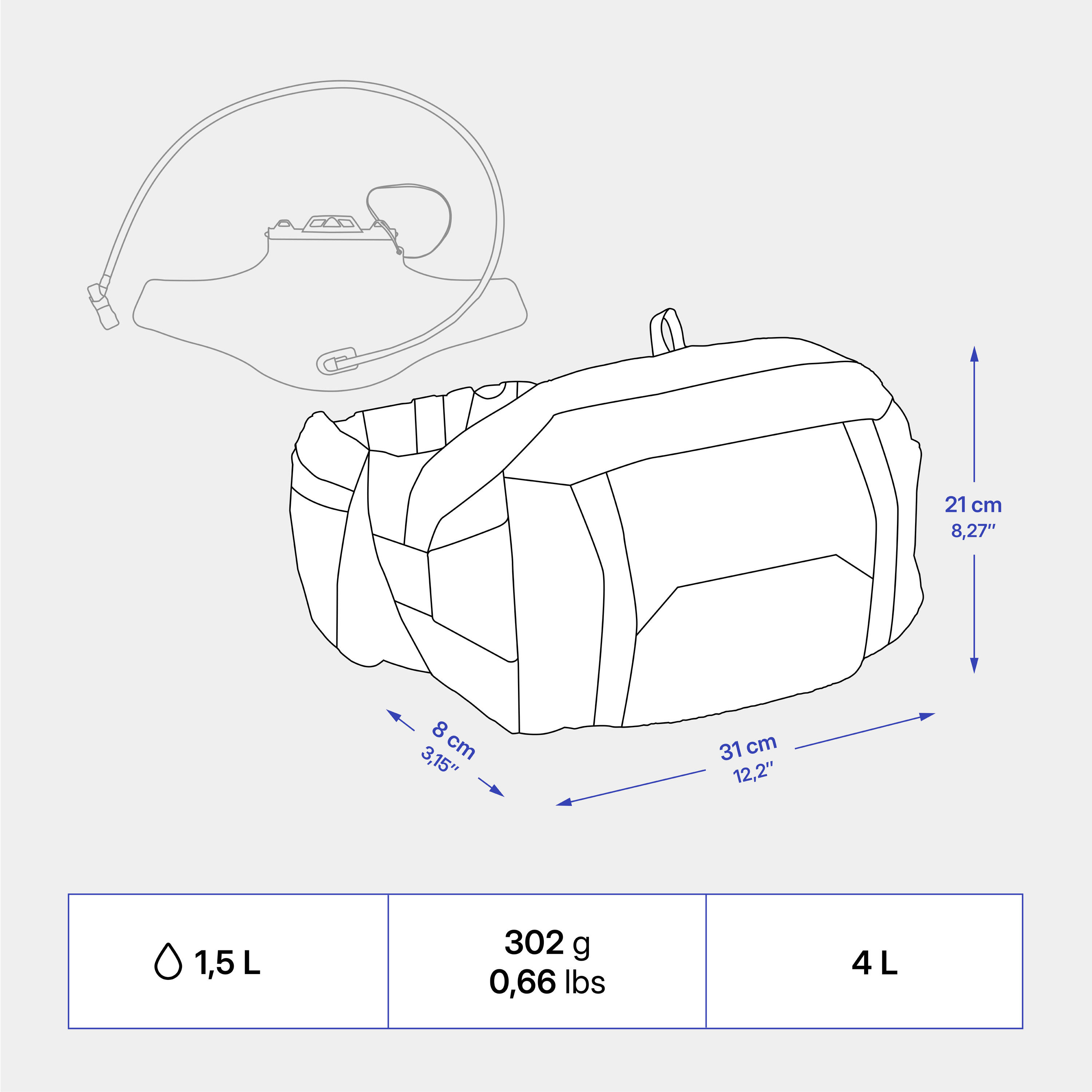 Sac d’hydratation à la taille pour vélo de montagne 4 L / 1,5 L 6/9