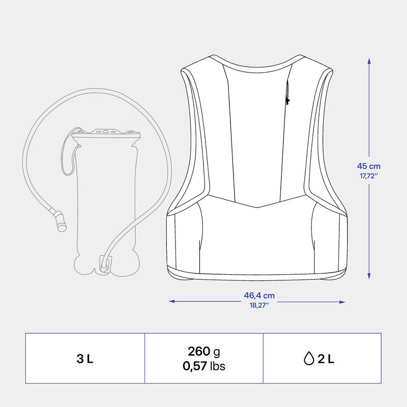 Veste hydratation de vélo 3L / 2L, Noir
