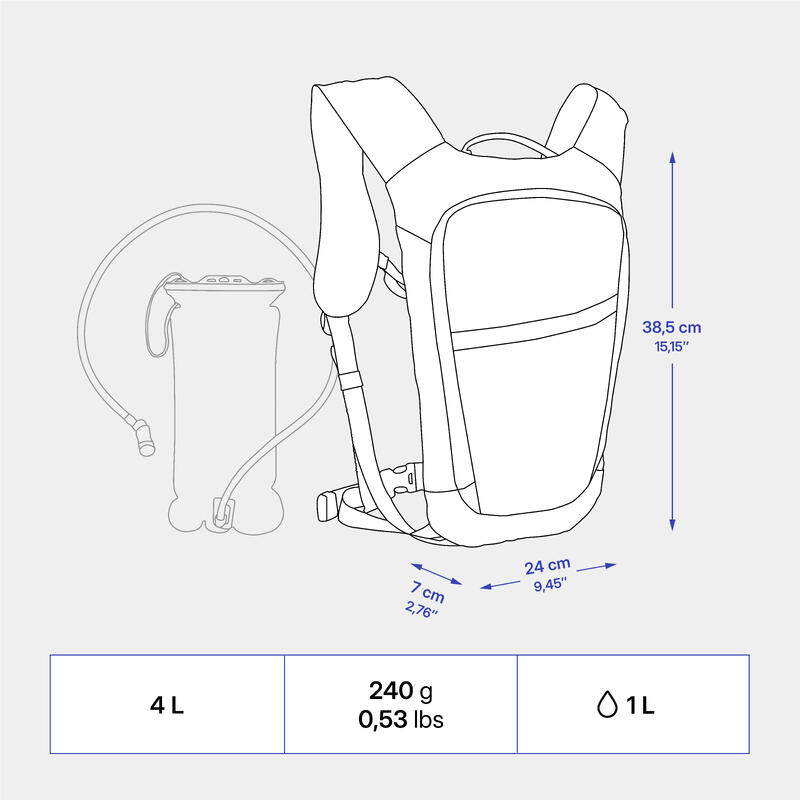Sac à dos hydratation de vélo 4L/1L eau gris