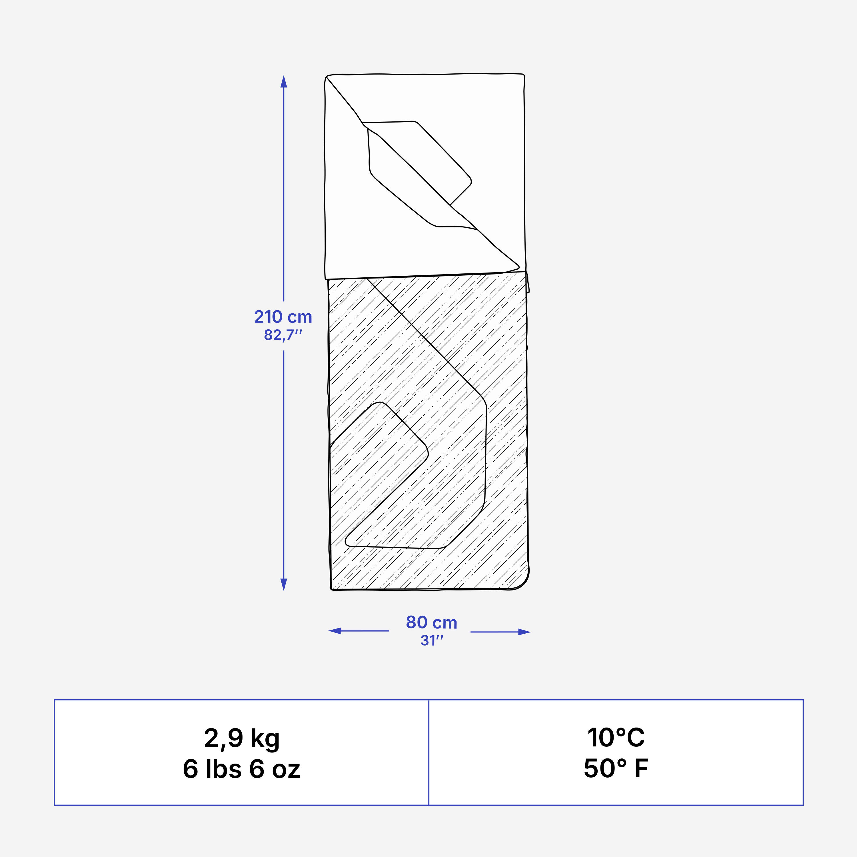 Camping sleeping bag 10°C, Comfort - Blue 6/10