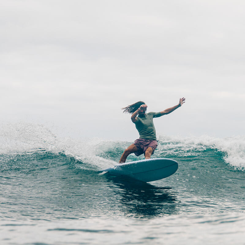 Planche de surf hybride en résine 6'4 40L avec 3 ailerons - kaki