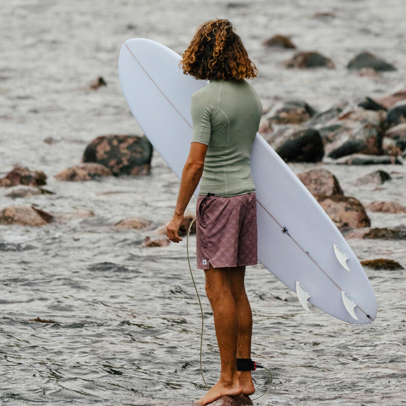 Rashguard met korte mouwen UPF50+ voor surfen heren 500 kaki