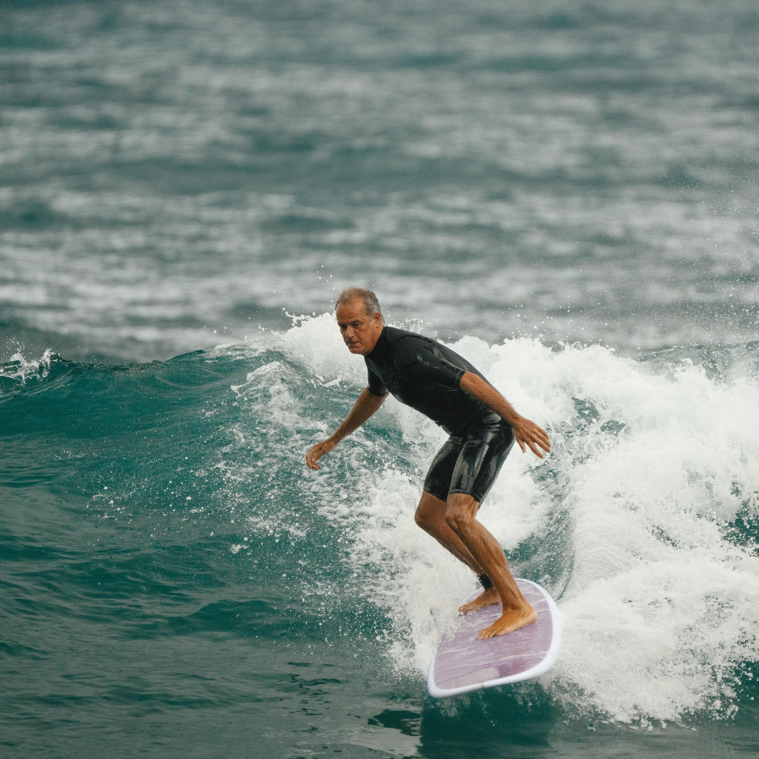 Planche de surf hybride en résine 8' 62L avec 3 ailerons - mauve 12/15