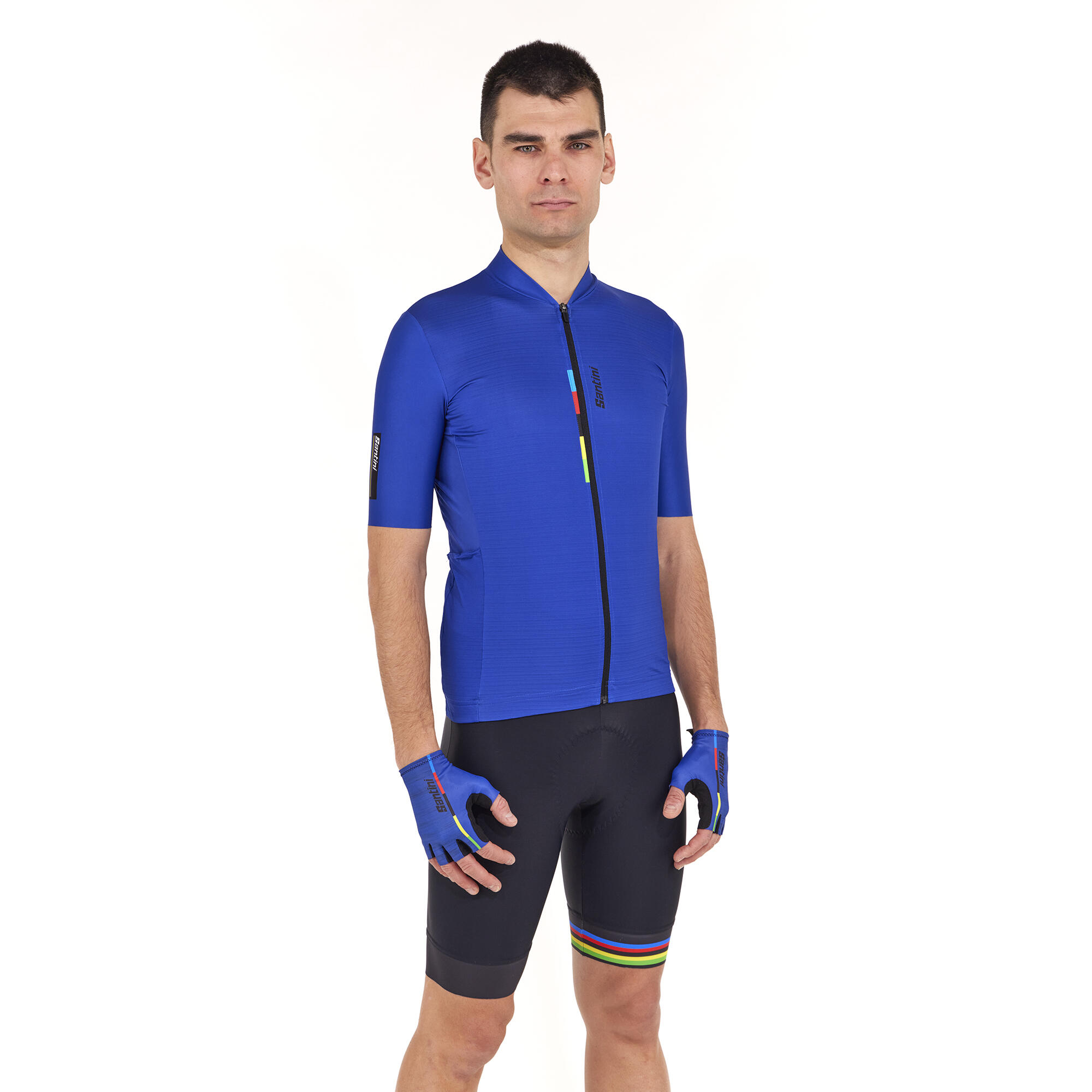 SANTINI Maglia Ciclismo Uomo Santini Blu UCI Rainbow
