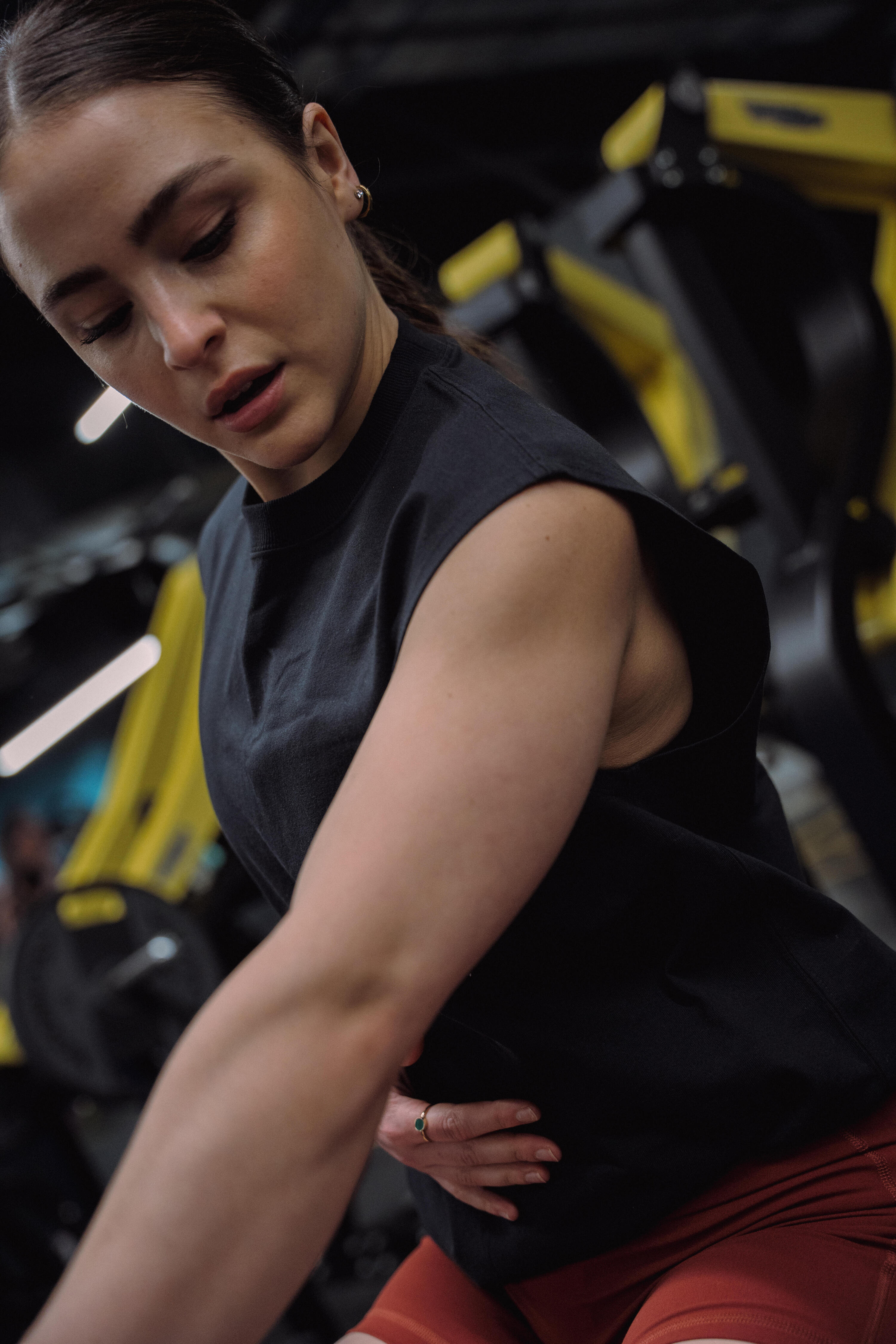 Débardeur de musculation oversize col rond femme, noir 12/13