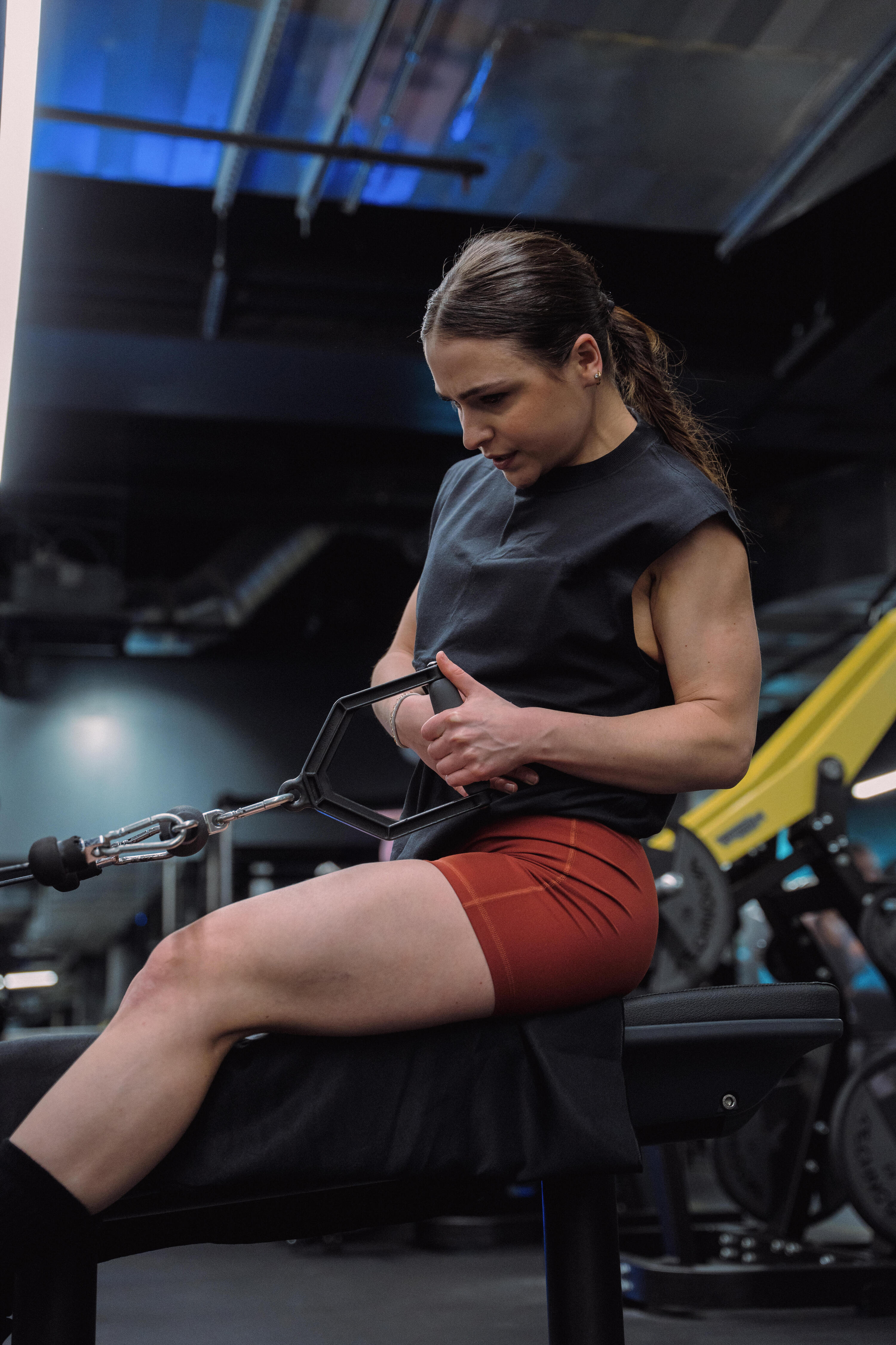 Débardeur de musculation oversize col rond femme, noir 13/13