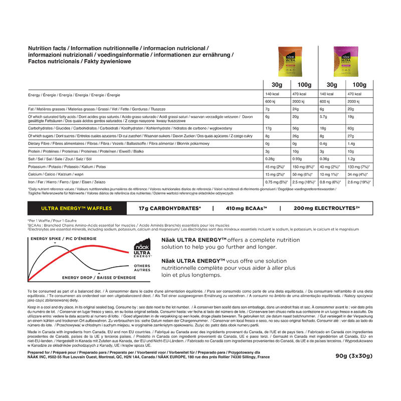 Gaufre energizante fructe de pădure și caramel Ultra Energy™ 3 x 30g