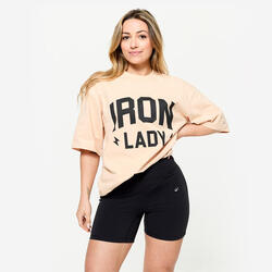 T-shirt de musculation oversize femme, beige