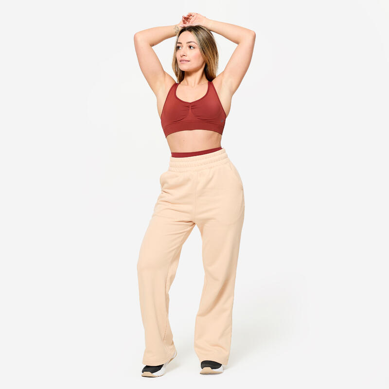 Brassière dos croisé maintien léger Femme, Terracotta
