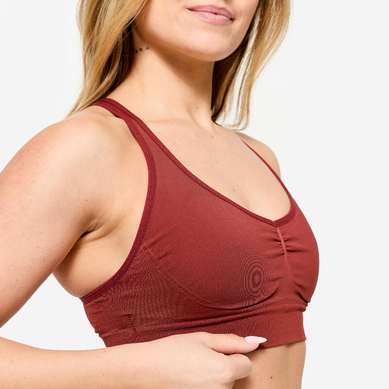 Brassière dos croisé maintien léger Femme, Terracotta