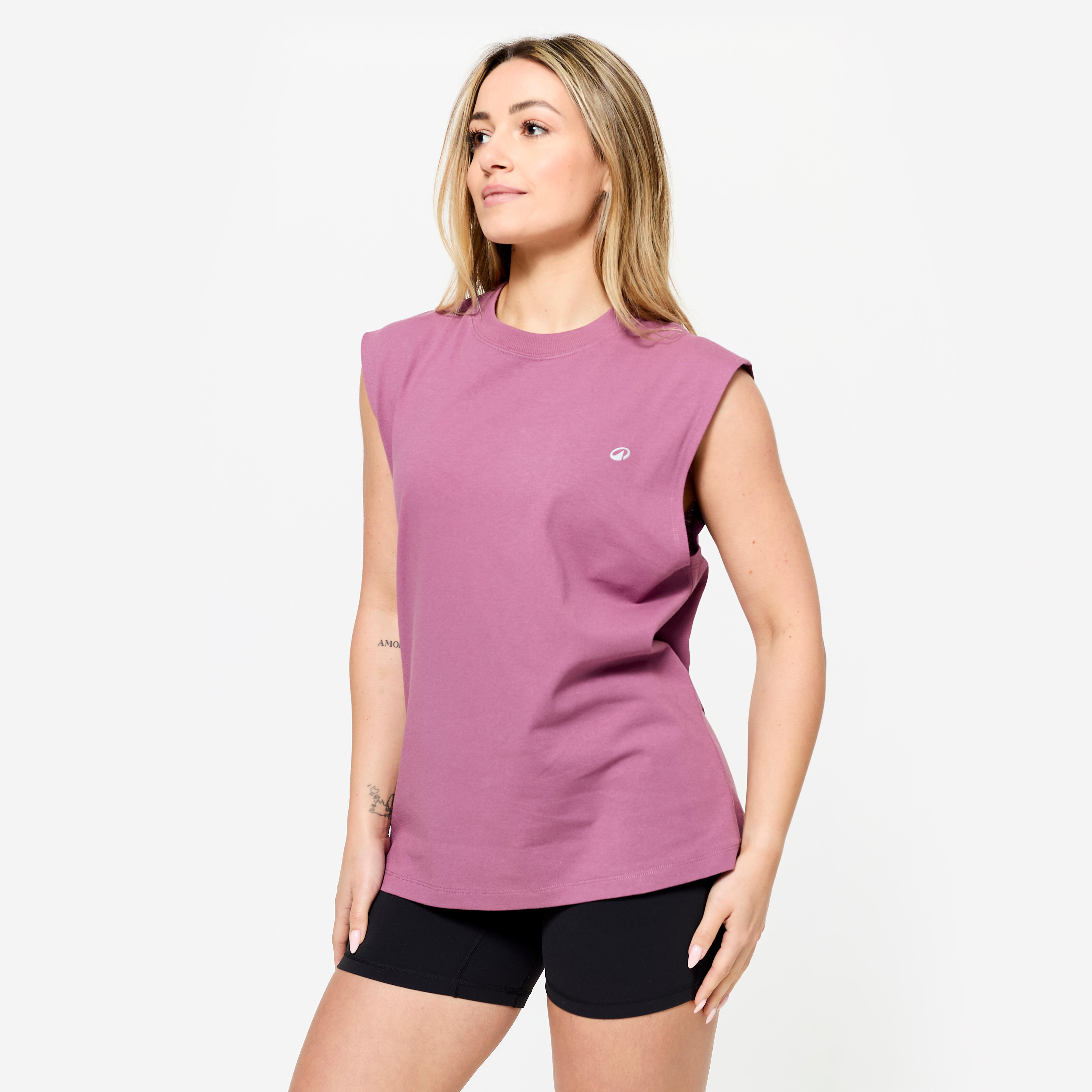 Domyos Top Damen Krafttraining Oversize Rundhalsausschnitt – violett | 03608393215864 Domyos Top Damen Krafttraining Oversize Rundhalsausschnitt – violett | 03608393215864