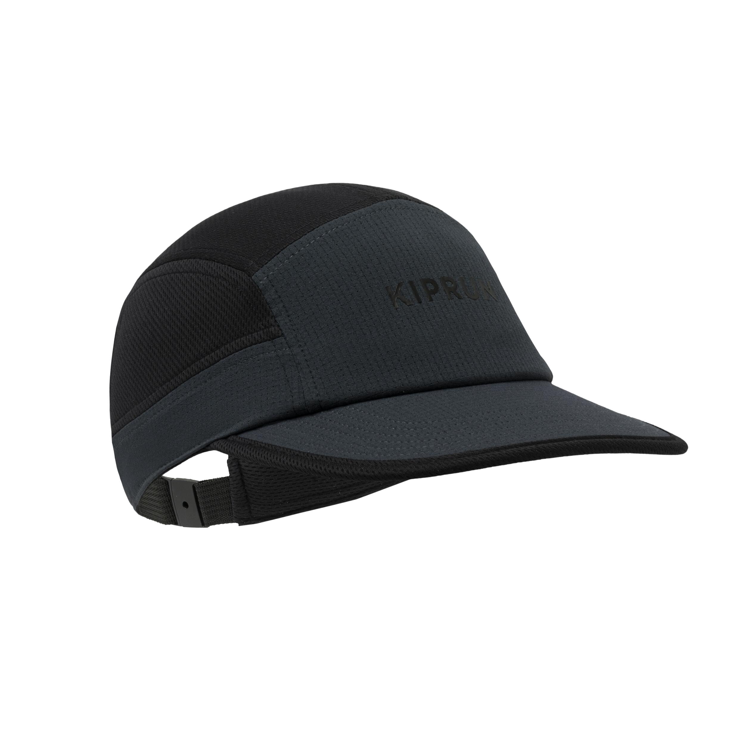 Cappellino running adulto unisex 5 pannelli nero-grigio 9/13