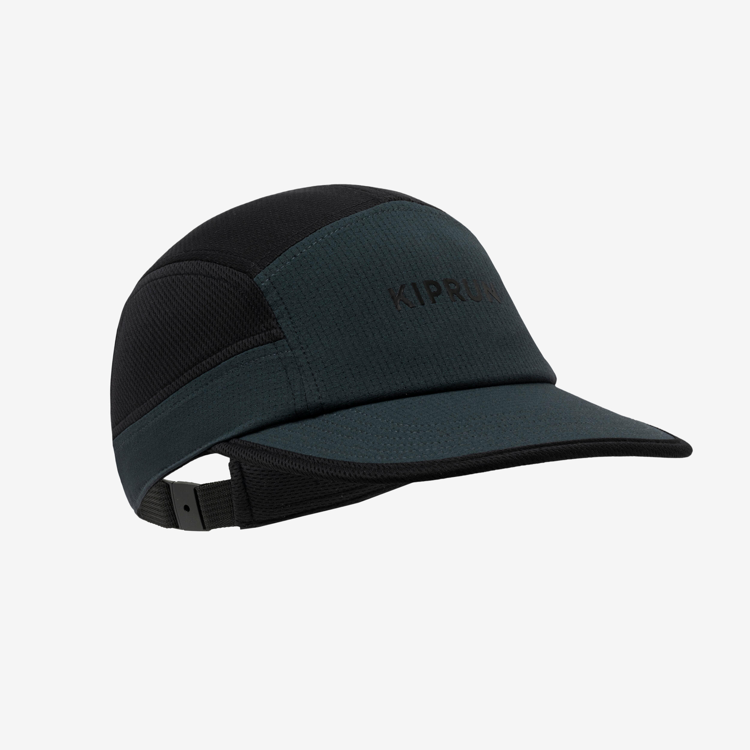 Cappellino running adulto unisex 5 pannelli nero-grigio 10/13