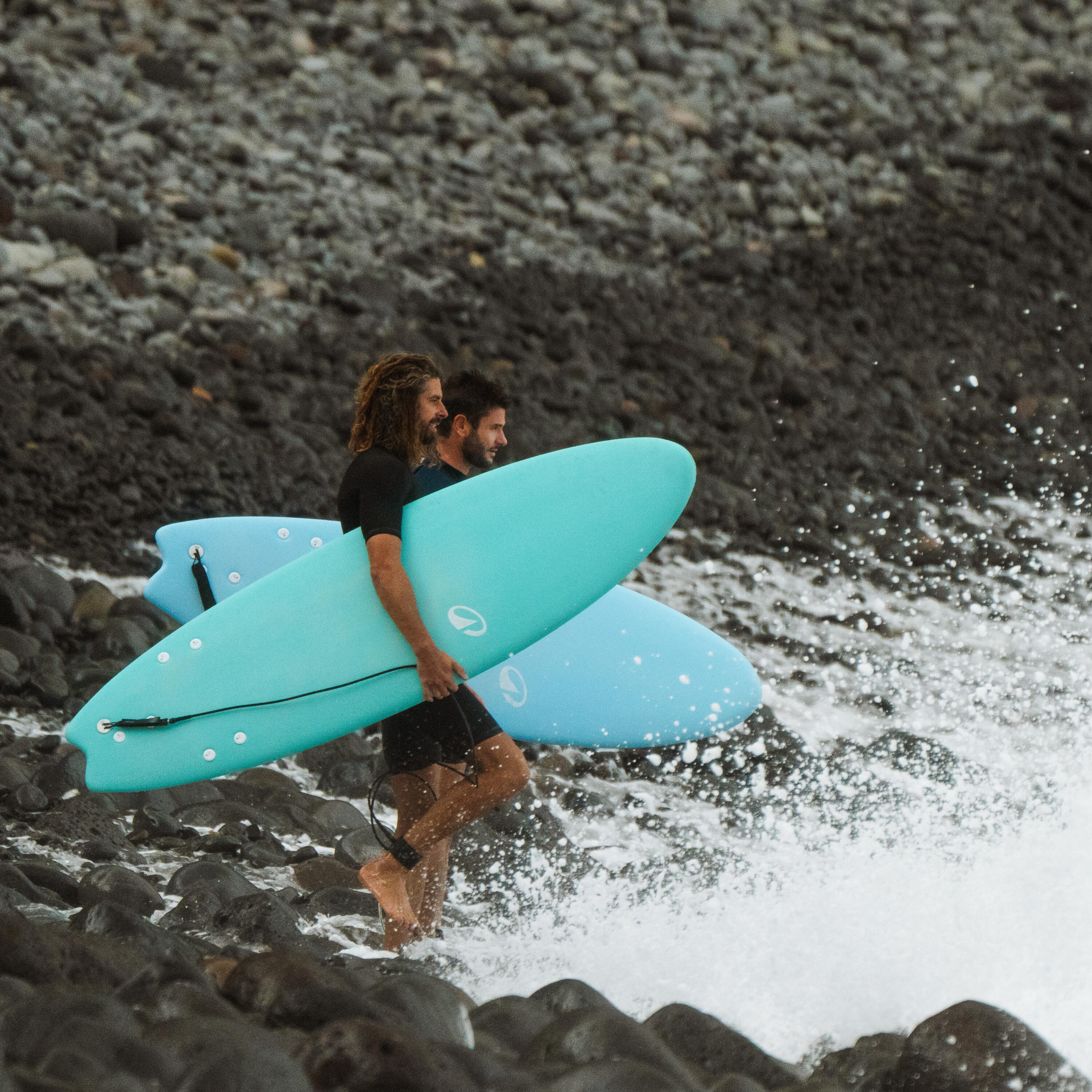 Surfboard aus Schaumstoff 6' Swallow Tail 49 l hellblau 11/12