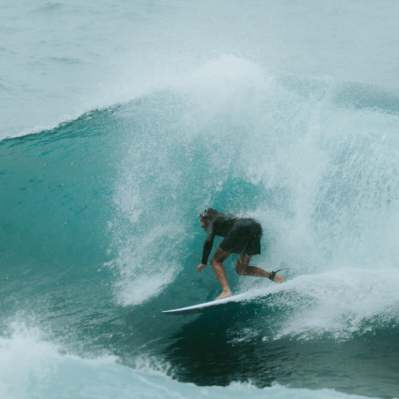 Planche shortboard petites vagues avec boitiers Futures sans ailerons - blanc