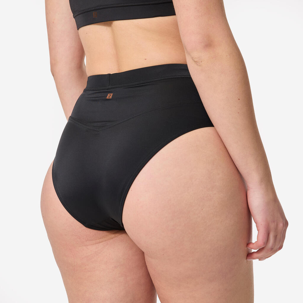 Women's high-waisted briefs swimsuit bottoms - Rosa black