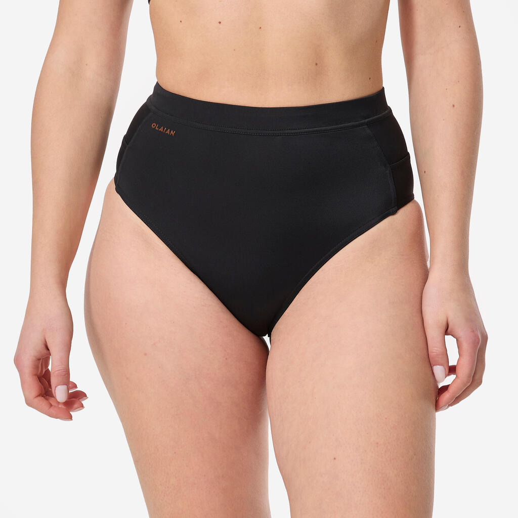 Women's high-waisted briefs swimsuit bottoms - Rosa black