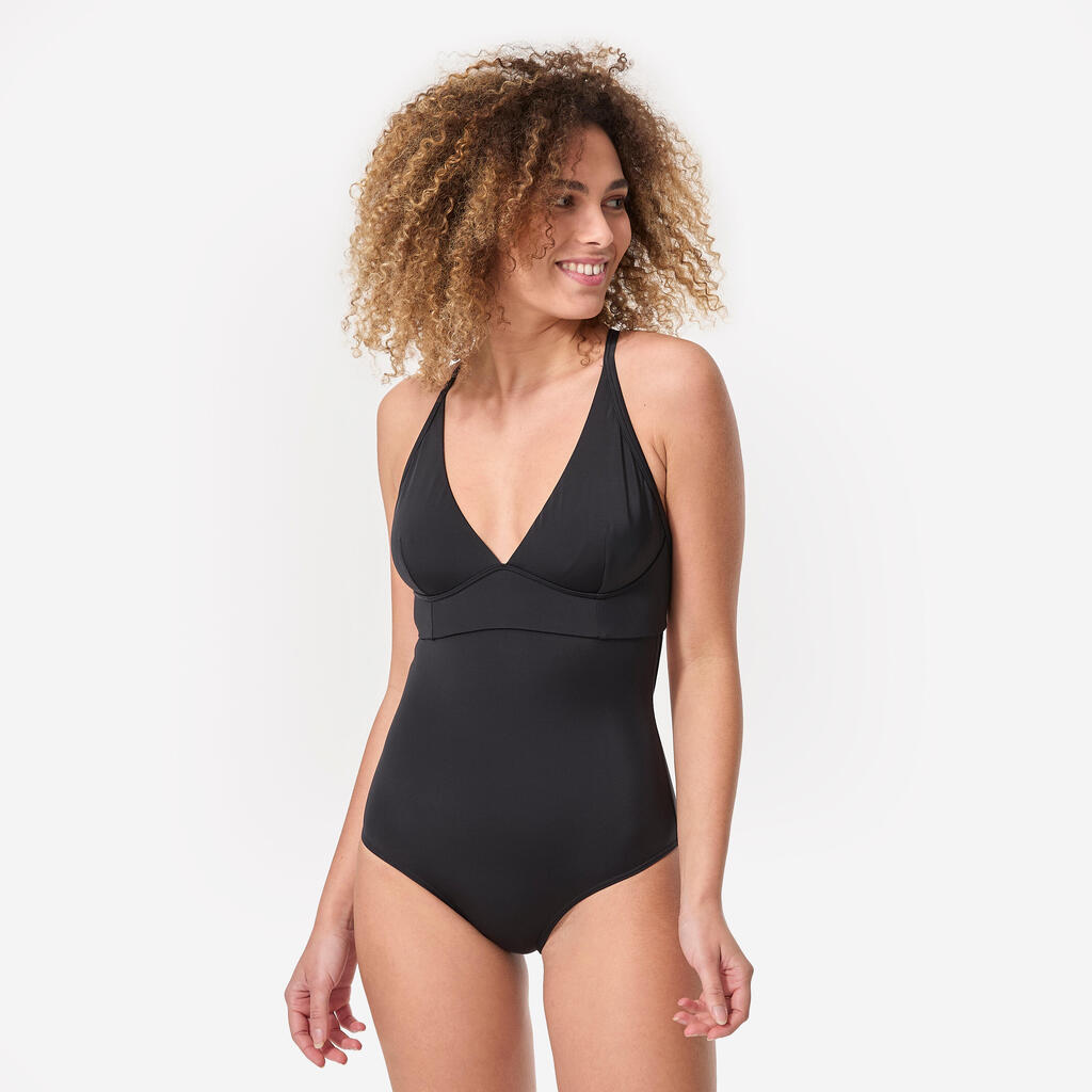 Maillot de bain de surf 1 pièce femme avec double réglage dos bea noir