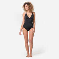 WOMEN'S 1-PIECE SURF SWIMSUIT WITH ADJUSTABLE BACK BEA BLACK