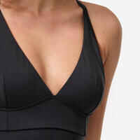 WOMEN'S 1-PIECE SURF SWIMSUIT WITH ADJUSTABLE BACK BEA BLACK