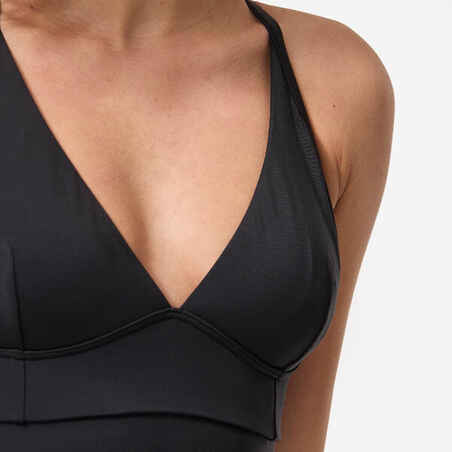 WOMEN'S 1-PIECE SURF SWIMSUIT WITH ADJUSTABLE BACK BEA BLACK