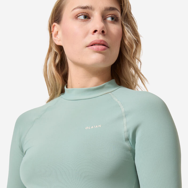 Kadın Slim Fit Kısa Kollu UV Korumalı Tişört - Açık Haki - 100