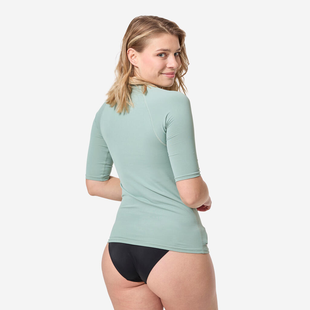 Tee shirt anti uv surf top 100 manches courtes femme kaki clair