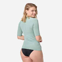 Women's anti-UV short-sleeve surf top T-shirt 100 - light khaki