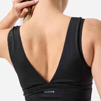 Tankini Swimsuit Top with V-Neck and Removable Padded Cups MARINE - PLAIN BLACK