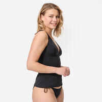 Tankini Swimsuit Top with V-Neck and Removable Padded Cups MARINE - PLAIN BLACK